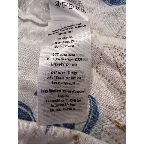 FARM Rio Women's White Blue Mystic Lotus Print Linen Blend Maxi Dress Small NWOT - Picture 14 of 16